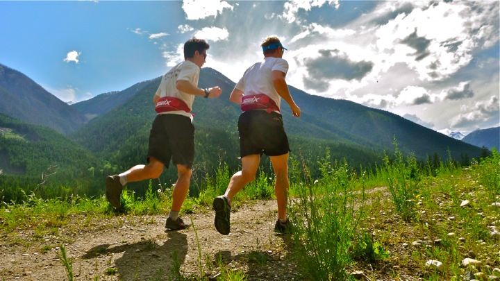 Goldsack and Nishikawa running the Wagon Road